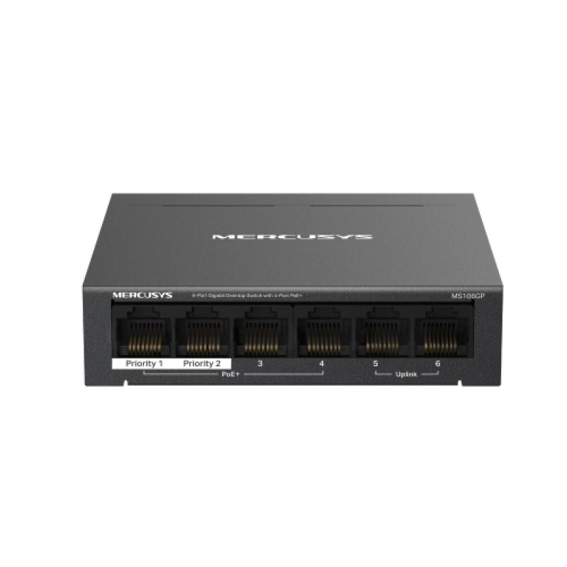 6-Port Gigabit Desktop Switch with 4-Port PoE+ PORT: 4× Gigabit