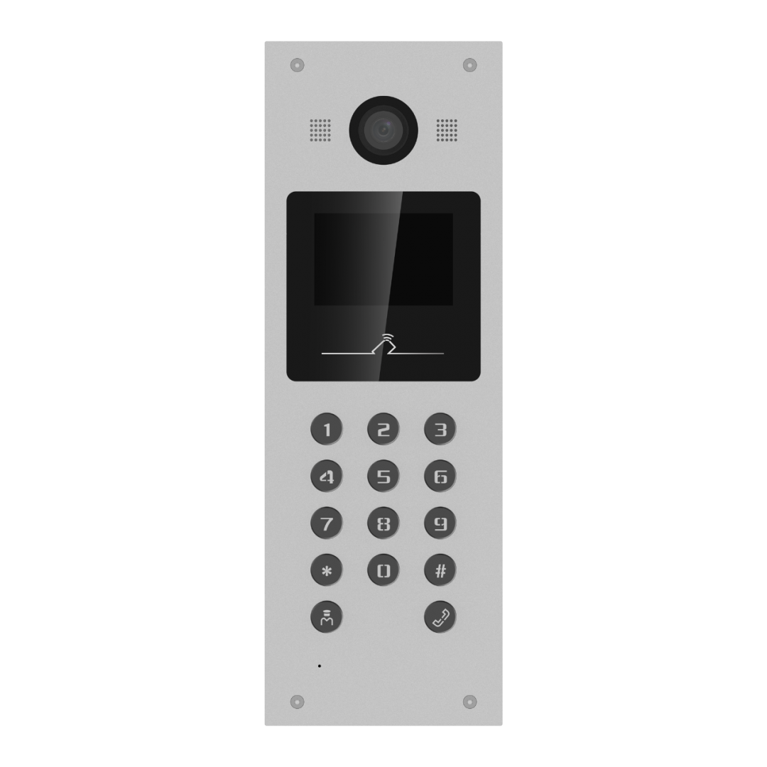 Post videointerfon de exterior pentru blocuri Hikvision DS-KD3003-E6, monitor LCD