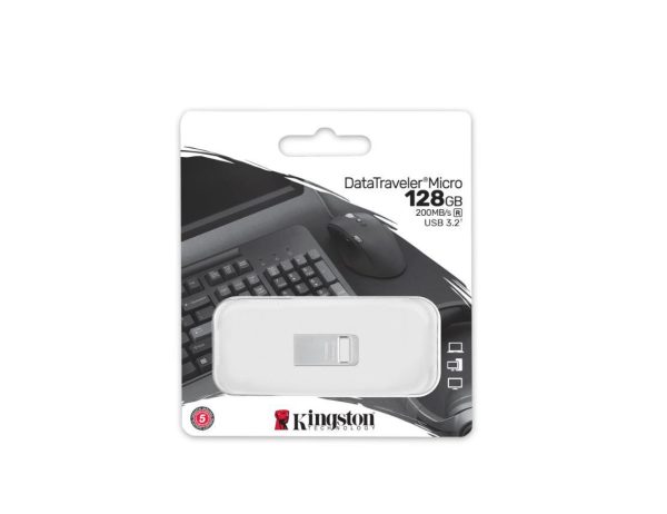 Memorie USB Kingston DataTraveler Micro 128 GB, USB 3.2, Argintiu - imagine 3