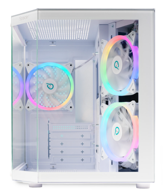 Carcasa SPACER Aquarium, Cube Tower, White - imagine 2