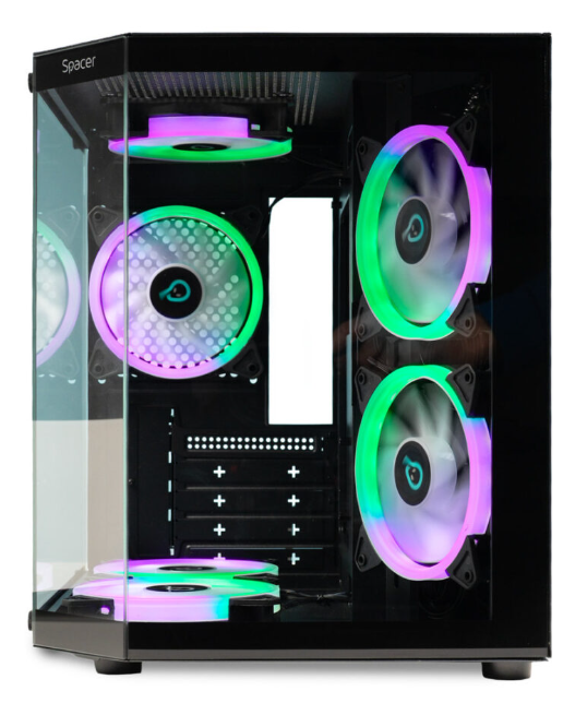 Carcasa SPACER SPCS-GC-AQUARIUM-BK-6F, RGB, Micro Tower, Black - imagine 2