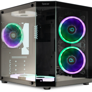Carcasa SPACER Aquarium, RGB, Micro Tower, Black