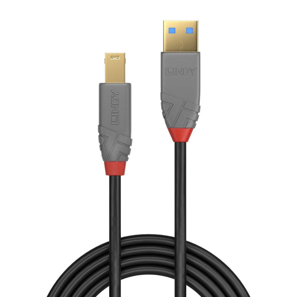 Cablu Lindy 2m USB 3.2 Type A to B, Anthra - imagine 2