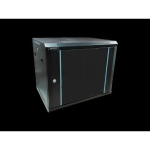 Rack 9U 600x600, dezasamblat, montare pe perete, usa din sticla,