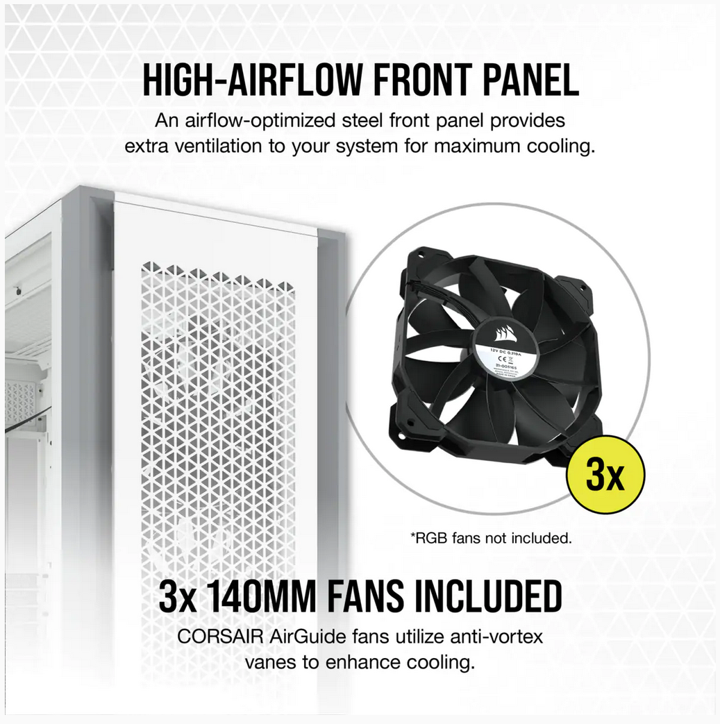 Carcasa Corsair 7000D AIRFLOW, RGB, Full Tower, White - imagine 2