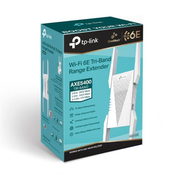 TP-link AXE5400 Wi-Fi6E Mesh Range Extender, Tri-Band, RE815XE, 1 Port - imagine 2