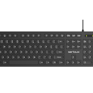 Tastatura Serioux cu fir, interfata USB, 104 taste, material ABS,